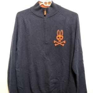 Psycho Bunny navy cashmere 1/4 zip sweater Medium